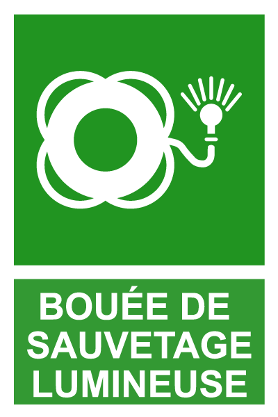 Bouée de sauvetage lumineuse et fusée de détresse - E424 - étiquettes et panneaux d'évacuation, de sauvetage et de secours - picto et texte portrait