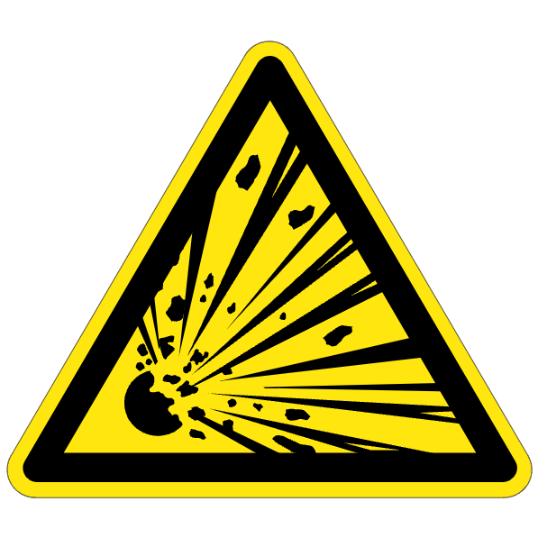Matières explosives  - W002 - ISO 7010 - étiquettes et panneaux de danger et de prévention
