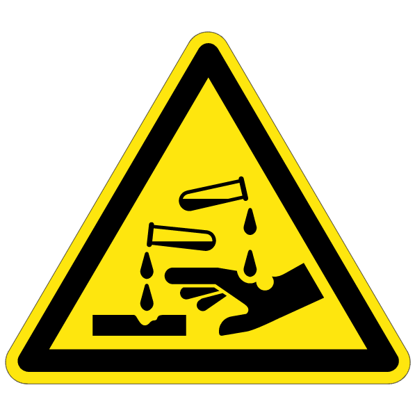 Substances corrosives - W023 - ISO 7010 - étiquettes et panneaux de danger et de prévention