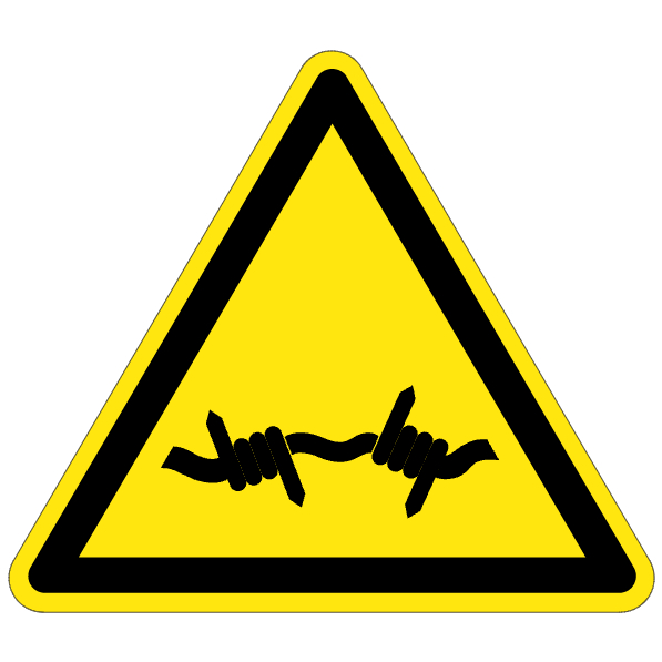 Fil barbelé - W033 - ISO 7010 - étiquettes et panneaux de danger et de prévention