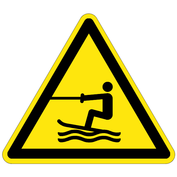 Zone d'activités nautiques tractées - W045 - ISO 7010 - étiquettes et panneaux de danger et de prévention
