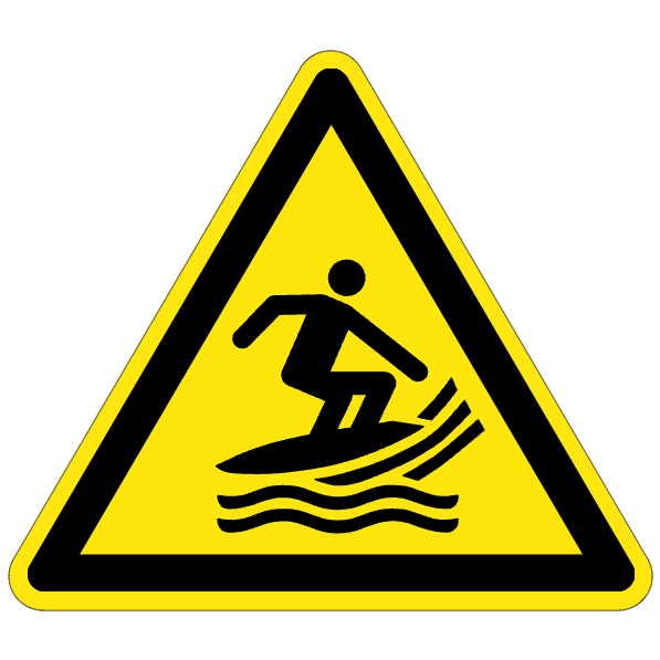 Zone de pratique du surf - W046 - ISO 7010 - étiquettes et panneaux de danger et de prévention