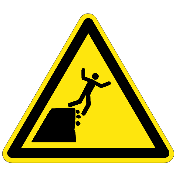 Danger bord de la falaise instable - W052 - ISO 7010 - étiquettes et panneaux de danger et de prévention