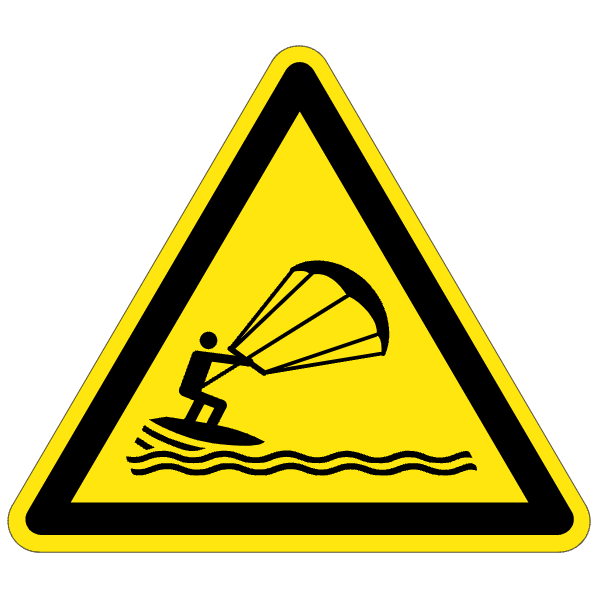 Pratique du kitesurf - W062 - ISO 7010 - étiquettes et panneaux de danger et de prévention