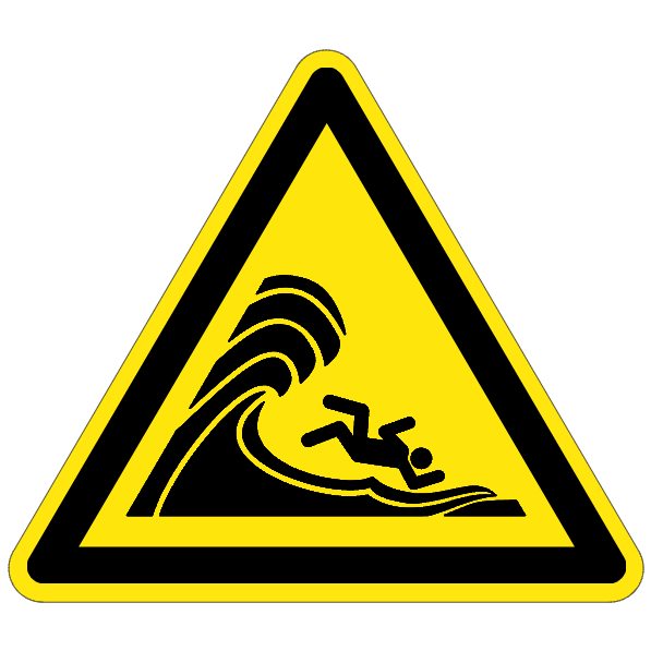 Vagues déferlantes ou hautes - W065 - ISO 7010 - étiquettes et panneaux de danger et de prévention