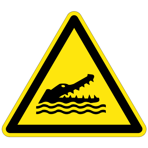danger crocodile alligators ou caïmans - W067 - ISO 7010 - étiquettes et panneaux de danger et de prévention