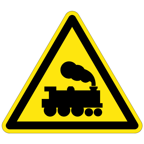 Attention aux trains - W202 - étiquettes et panneaux de danger et de prévention