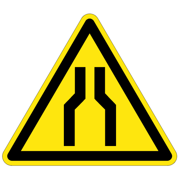 Rétrécissement de chaussée - W254 - étiquettes et panneaux de danger et de prévention
