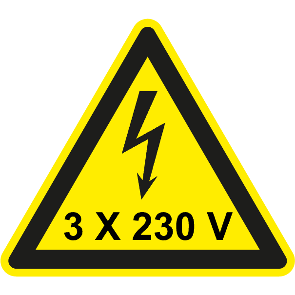 Danger électrique 3 x 230 Volts - W412 - étiquettes et panneaux de danger et de prévention