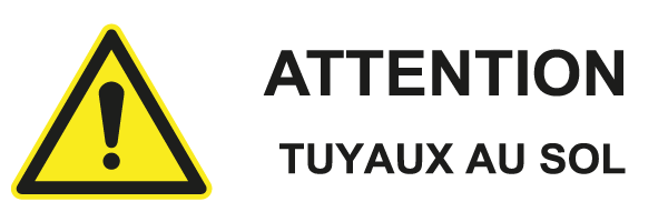 Tuyaux au sol - W517 - étiquettes et panneaux de danger et de prévention - picto et texte paysage