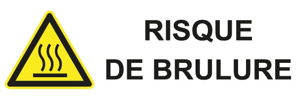 Risque de brulure - W524 - étiquettes et panneaux de danger et de prévention - picto et texte paysage