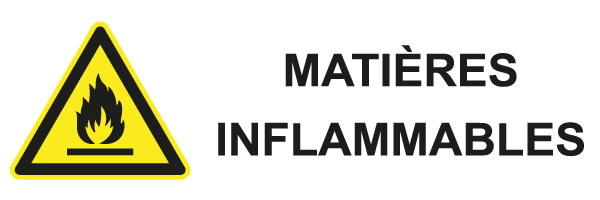 Matières inflammables - W526 - étiquettes et panneaux de danger et de prévention - picto et texte paysage