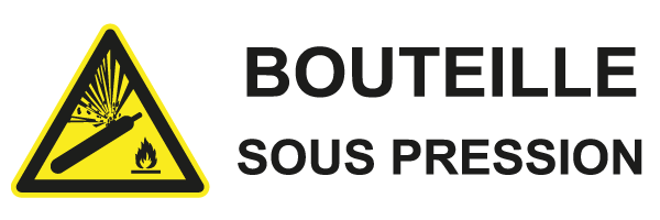 Bouteille sous pression - W532 - étiquettes et panneaux de danger et de prévention - picto et texte paysage