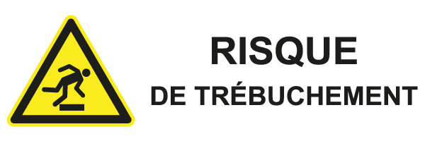 Risque de trébuchement - W535 - étiquettes et panneaux de danger et de prévention - picto et texte paysage