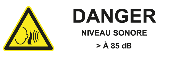 Niveau sonore supérieur à 85 dB - W543 - étiquettes et panneaux de danger et de prévention - picto et texte paysage