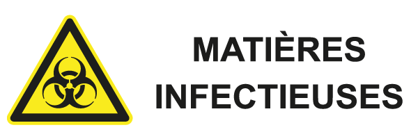 Matières infectieuses - W561 - étiquettes et panneaux de danger et de prévention - picto et texte paysage