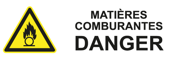 Matières comburantes danger - W563 - étiquettes et panneaux de danger et de prévention - picto et texte paysage