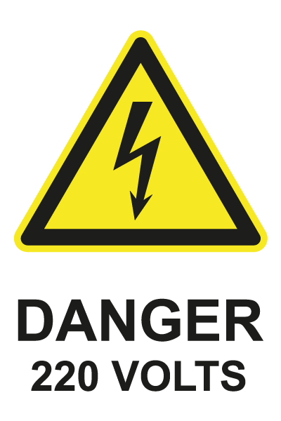 Danger 220 volts - W704 - étiquettes et panneaux de danger et de prévention - picto et texte portrait