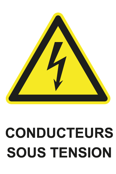 Conducteurs sous tension - W710 - étiquettes et panneaux de danger et de prévention - picto et texte portrait