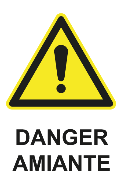 Danger amiante - W715 - étiquettes et panneaux de danger et de prévention - picto et texte portrait