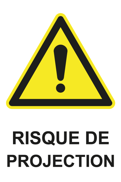 Risque de projection - W717 - étiquettes et panneaux de danger et de prévention - picto et texte portrait