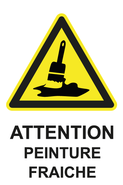 Attention peinture fraîche - W718 - étiquettes et panneaux de danger et de prévention - picto et texte portrait