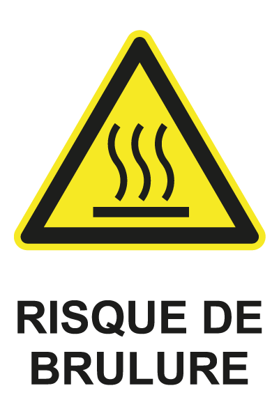 Risque de brûlure - W726 - étiquettes et panneaux de danger et de prévention - picto et texte portrait