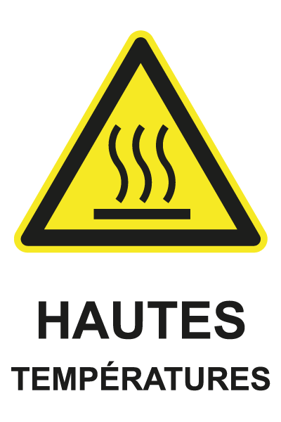 Hautes températures - W727 - étiquettes et panneaux de danger et de prévention - picto et texte portrait