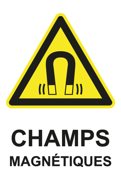 Champs magnétiques - W736 - étiquettes et panneaux de danger et de prévention - picto et texte portrait