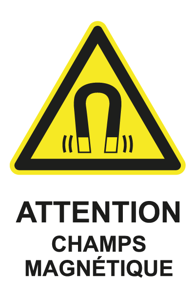 Attention champs magnétiques - W741 - étiquettes et panneaux de danger et de prévention - picto et texte portrait