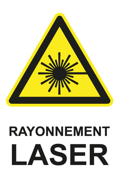 Rayonnement laser - W744 - étiquettes et panneaux de danger et de prévention - picto et texte portrait