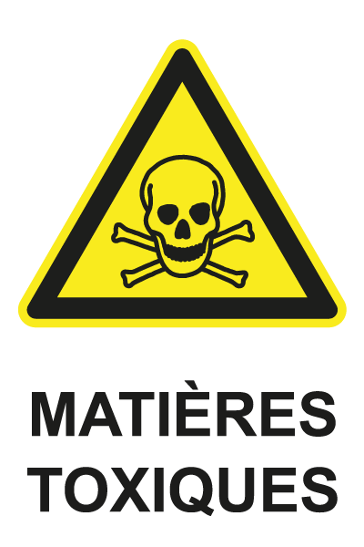 Matières toxiques - W753 - étiquettes et panneaux de danger et de prévention - picto et texte portrait