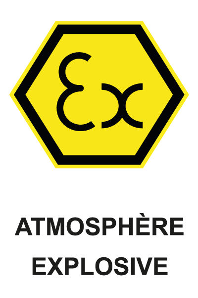 Atmosphère explosive - W767 - étiquettes et panneaux de danger et de prévention - picto et texte portrait