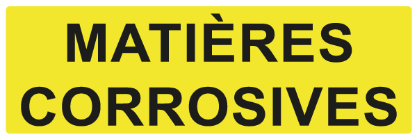Matières corrosives - W944 - étiquettes et panneaux de danger et de prévention - texte paysage