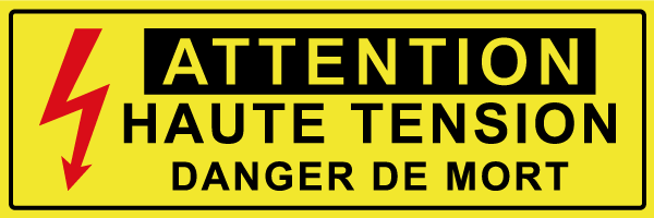 Attention haute tension danger de mort - W603 - étiquettes et panneaux de danger et de prévention - texte paysage