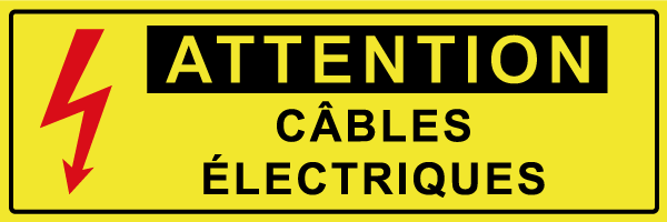 Attention câbles électriques - W614 - étiquettes et panneaux de danger et de prévention - texte paysage