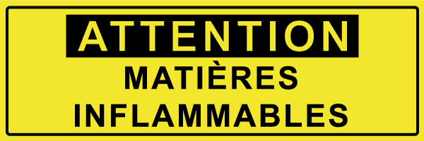 Attention matières inflammables - W622 - étiquettes et panneaux de danger et de prévention - texte paysage