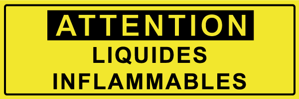 Attention liquides inflammables - W623 - étiquettes et panneaux de danger et de prévention - texte paysage