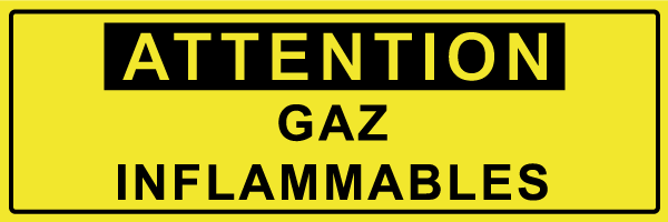 Attention gaz inflammables - W624 - étiquettes et panneaux de danger et de prévention - texte paysage