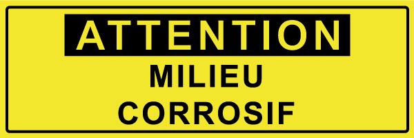 Attention milieu corrosif - W640 - étiquettes et panneaux de danger et de prévention - texte paysage