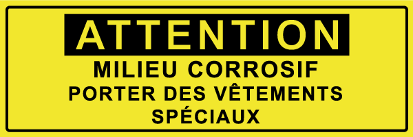 Attention milieu corrosif porter des vêtements spéciaux - W643 - étiquettes et panneaux de danger et de prévention - texte paysage