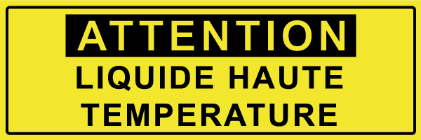 Attention liquide haute température - W645 - étiquettes et panneaux de danger et de prévention - texte paysage