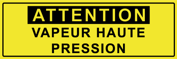 Attention vapeur haute pression - W647 - étiquettes et panneaux de danger et de prévention - texte paysage