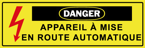 Danger appareil à mise en route automatique - W656 - étiquettes et panneaux de danger et de prévention - texte paysage