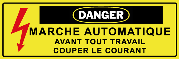 Danger marche automatique avant tout travail couper le courant - W657 - étiquettes et panneaux de danger et de prévention - texte paysage