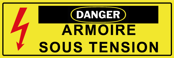 Danger armoire sous tension - W668 - étiquettes et panneaux de danger et de prévention - texte paysage