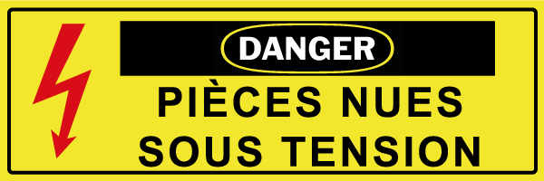 Danger pièces nues sous tension - W669 - étiquettes et panneaux de danger et de prévention - texte paysage