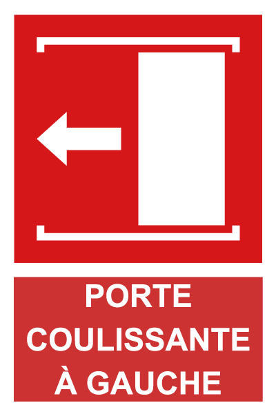 Porte coulissante gauche - F416 - étiquettes et panneaux d'incendie et de sécurité - picto et texte portrait