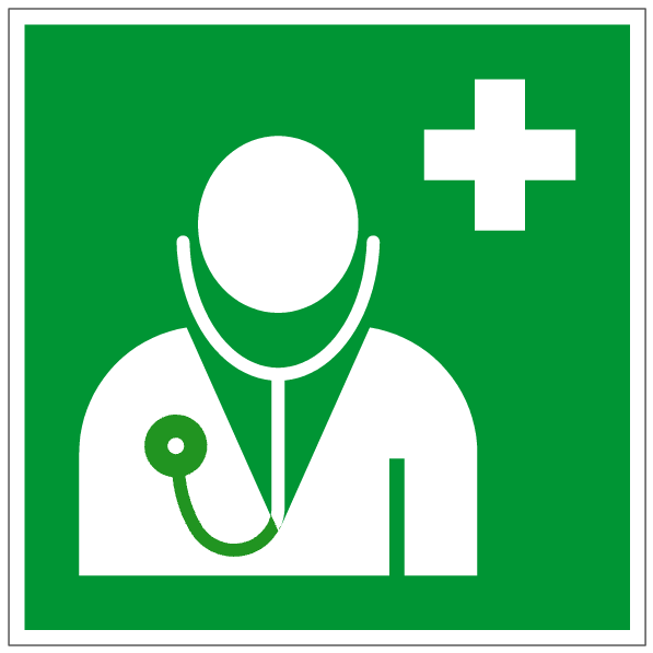Médecin - E009 - ISO 7010 - étiquettes et panneaux d'évacuation, de sauvetage et de secours
