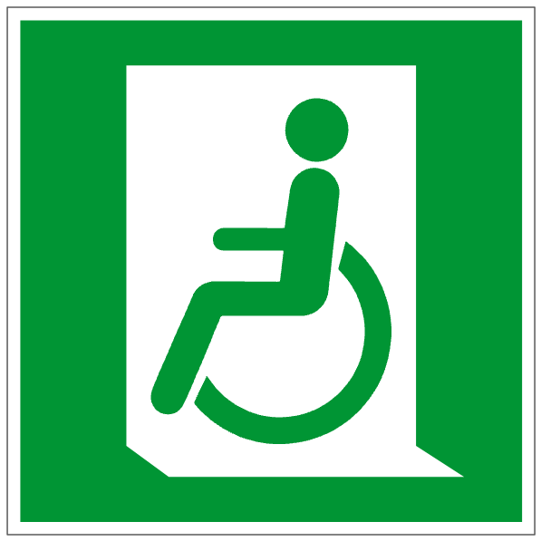 Sortie de secours pour les personnes handicapées - E026 - ISO 7010 - étiquettes et panneaux d'évacuation, de sauvetage et de secours